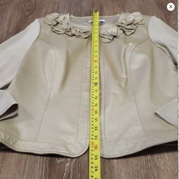 (L) Peter Nygard 100% Leather Knit Detail Metallic Fancy Formal Special Occasion - Picture 7 of 9